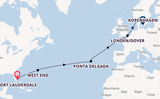 trans-Atlantisch vanaf Fort Lauderdale, Verenigde Staten met de Caribbean Princess