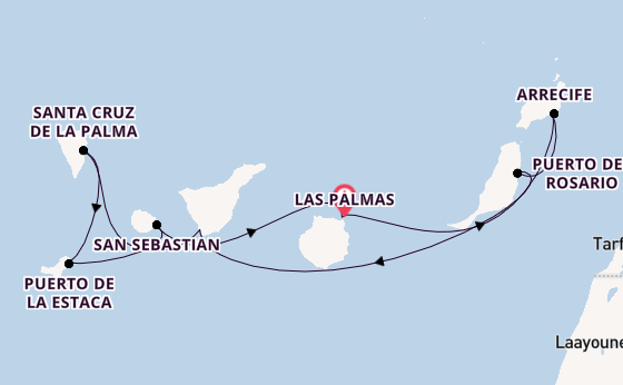 Canarische Eilanden vanaf Las Palmas, Gran Canaria, Spanje met de Le Laperouse