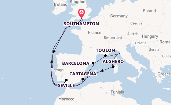 Western Mediterranean from Southampton, England with the Regal Princess