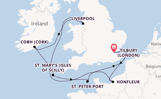 9 day voyage on board the Ambience from Tilbury (London)