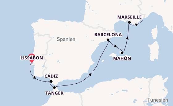 Westliches Mittelmeer ab Lissabon, Portugal auf der Seven Seas Splendor