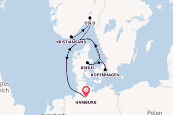 Entdecken Sie 9 Tage Kristiansand und Hamburg