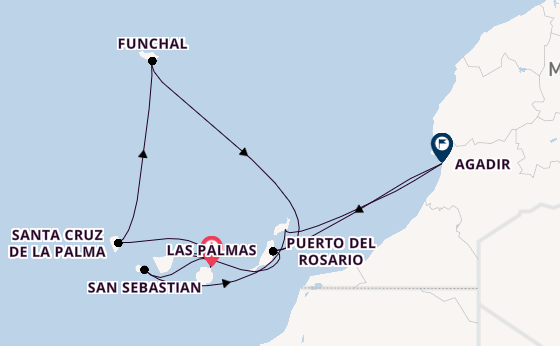 Canarische Eilanden vanaf Las Palmas, Gran Canaria, Spanje met AIDAblu