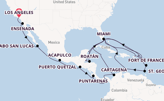 Caribbean from Los Angeles, California, USA with the Sonata (Oceania)
