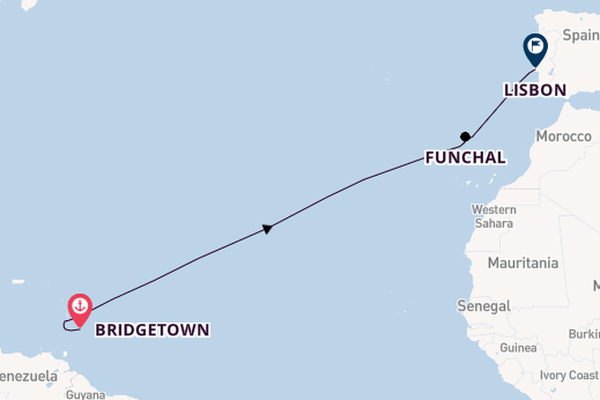 Portugal from Bridgetown, Barbados with the Seabourn Ovation 