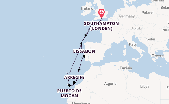 Canarische Eilanden vanaf Southampton (Londen), Engeland met de Queen Victoria