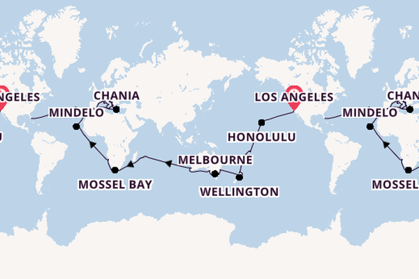 Round-the-World Trip from Los Angeles, California, USA with the Coral Princess