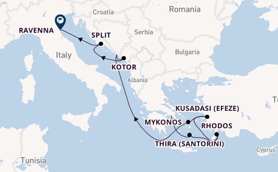 Oostelijke Middellandse Zee vanaf Athene (Piraeus), Griekenland met de Celebrity Eclipse