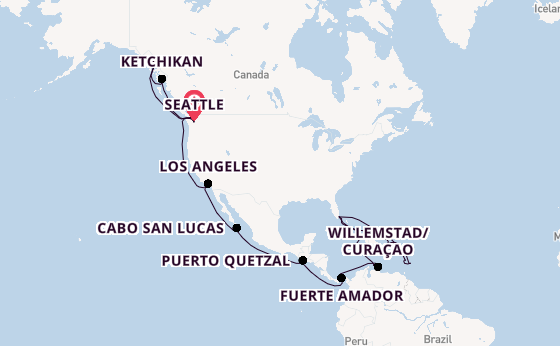Caribbean from Seattle, Washington, USA with the Queen Elizabeth