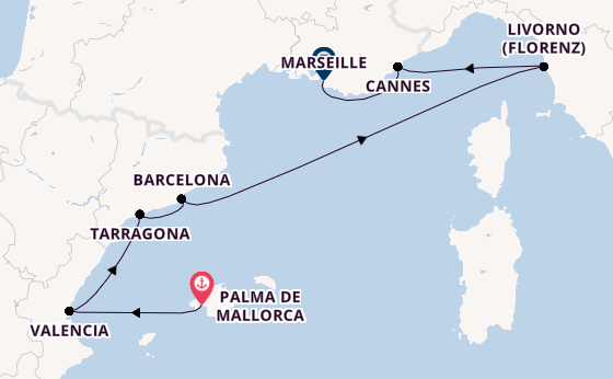 Westliches Mittelmeer ab Palma de Mallorca, Spanien auf AIDAmar