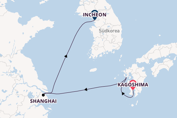 Ostasien ab Kagoshima, Japan auf der Costa Serena