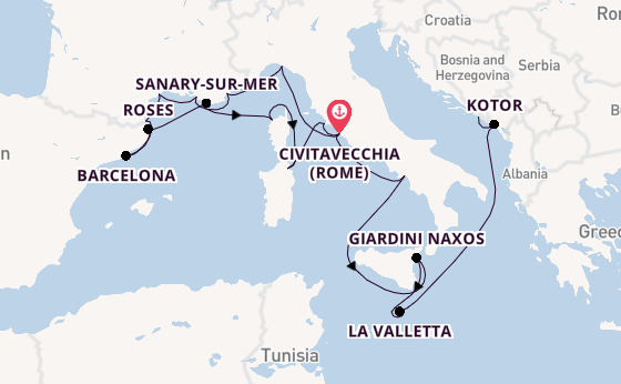 Westelijke Middellandse Zee vanaf Civitavecchia (Rome), Italië met de Seabourn Ovation