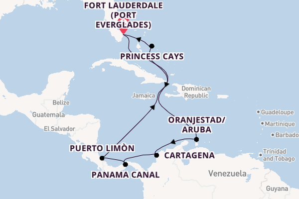 Central America from Fort Lauderdale (Port Everglades), Florida, USA with the Caribbean Princess