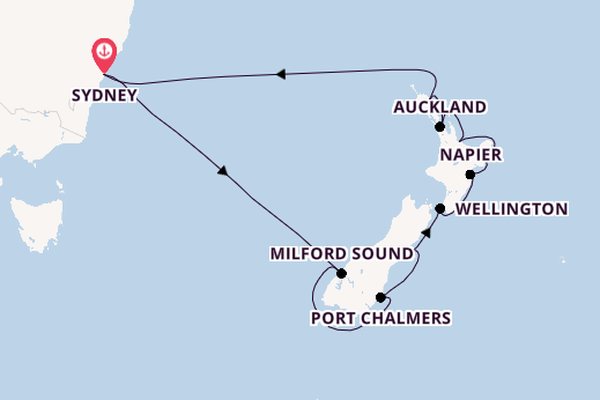 Nieuw Zeeland vanaf Sydney, Australië met de Westerdam