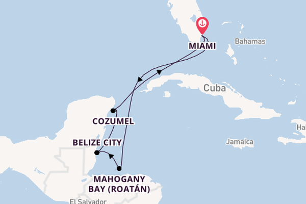 Western Caribbean from Miami, Florida, USA with the Carnival Magic