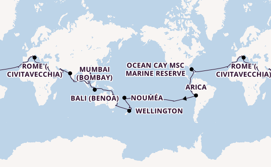 Round-the-World Trip from Genoa, Italy with the MSC Magnifica