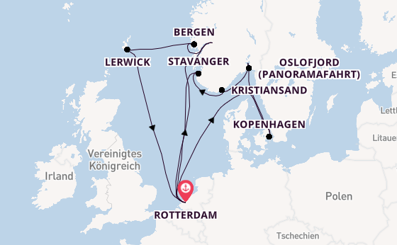 Norwegen ab Rotterdam, Niederlande auf der Rotterdam