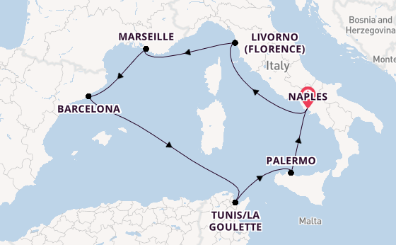 Western Mediterranean from Naples, Italy with the MSC Virtuosa