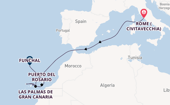 Canary Islands from Rome (Civitavecchia), Italy with the MSC Fantasia