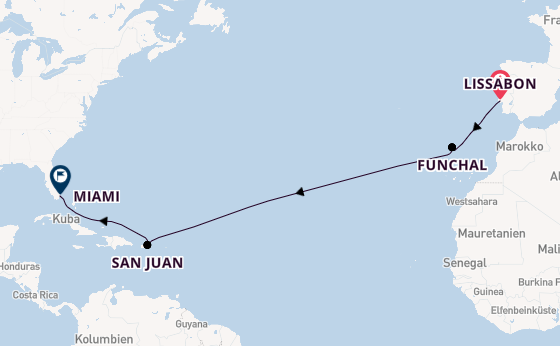 Transatlantik ab Lissabon, Portugal auf der Seven Seas Grandeur