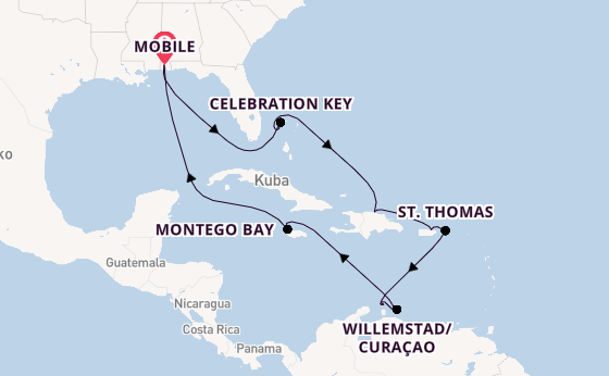 Karibik ab Mobile, Alabama, USA auf der Carnival Valor