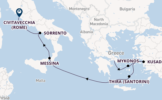 Middellandse Zee vanaf Athene (Piraeus), Griekenland met de Seven Seas Prestige