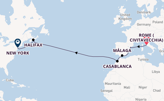 Transatlantic from Rome (Civitavecchia), Italy with the Seven Seas Splendor