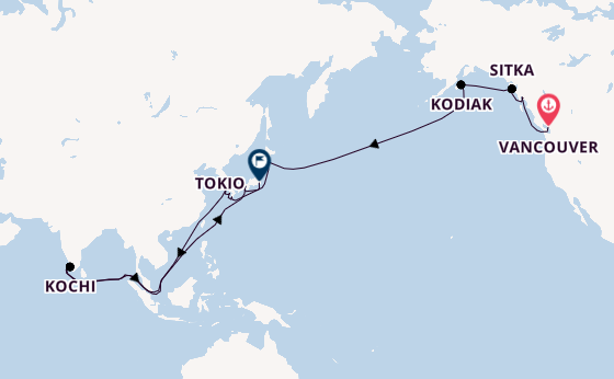 Transpazifik ab Vancouver, Kanada auf der Silver Moon