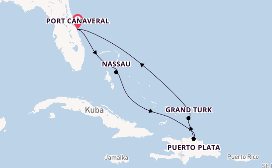 Karibik ab Port Canaveral, USA auf der Adventure of the Seas