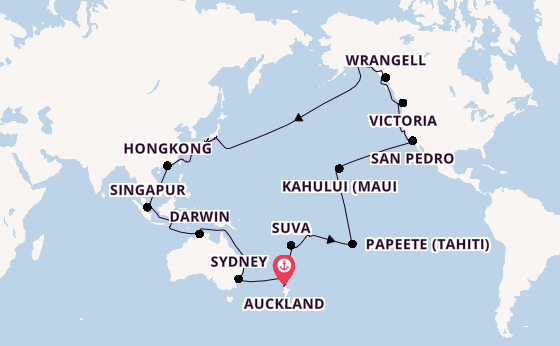 Transpazifik ab Auckland, Neuseeland auf der Grand Princess