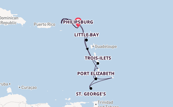 Caribbean vanaf Philipsburg, St. Maarten, Nederlandse Antillen met de Seabourn Ovation