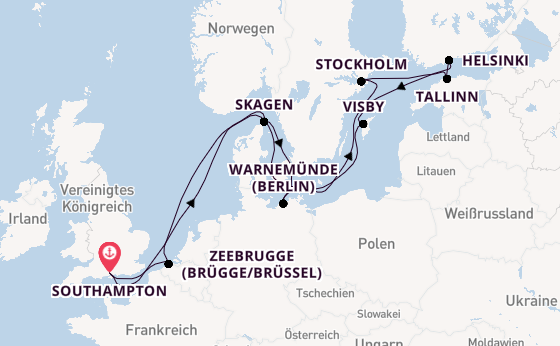 England ab Southampton, Großbritannien auf der Sky Princess