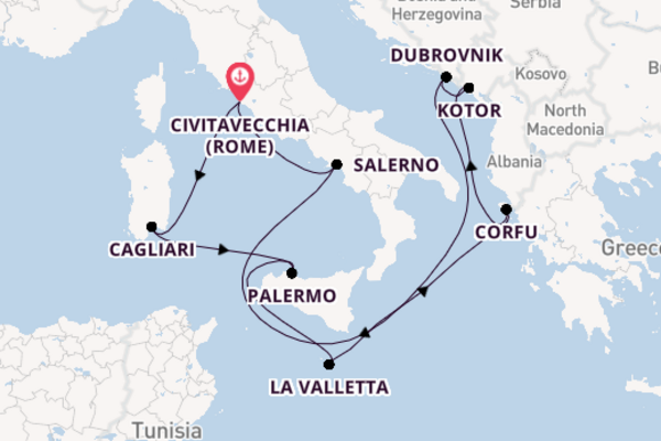 11daagse cruise vanaf Civitavecchia (Rome)