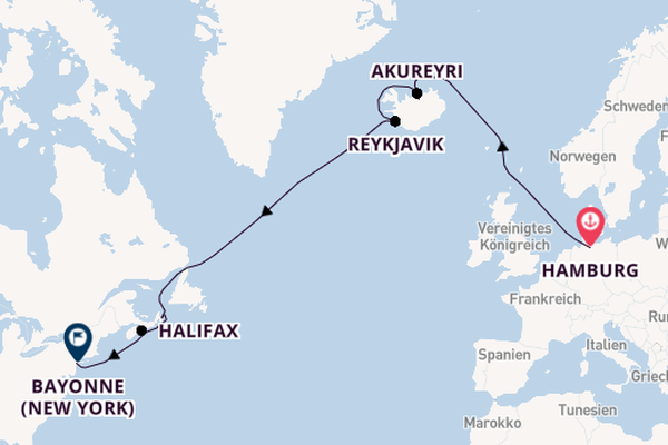 Transatlantik ab Hamburg auf der Mein Schiff 1