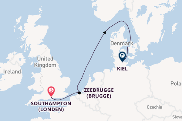 Engeland vanaf Southampton (Londen), Engeland met de Costa Diadema