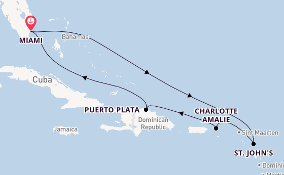 Caribbean from Miami, Florida, USA with the MSC Seashore
