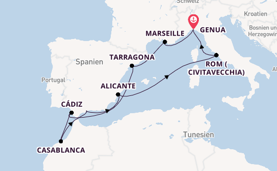 Westliches Mittelmeer ab Genua, Italien auf der MSC Magnifica