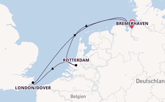 England ab Bremerhaven, Deutschland auf der Mein Schiff 2