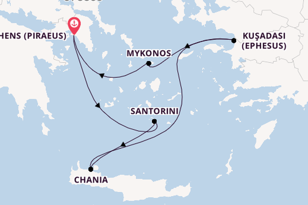 Eastern Mediterranean from Athens (Piraeus), Greece with the Scarlet Lady