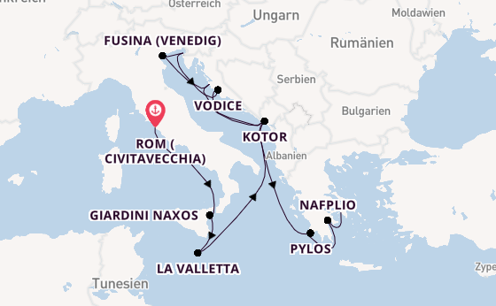 Mittelmeer ab Civitavecchia (Rom), Italien auf der Seabourn Ovation
