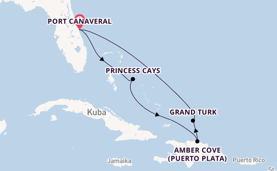 Karibik ab Port Canaveral, USA auf der Sky Princess