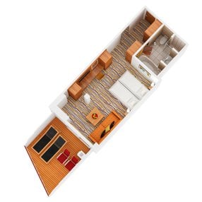 Kommen Sie an Bord der undefined und entdecken Sie eine der 86 Kabinenkategorien auf insgesamt 15 Decks die für 3300 Passagiere Platz bieten. Wählen Sie Ihre Traumkabine und fühlen Sie sich auf Ihrer Kreuzfahrt an Bord der undefined wie Zuhause!