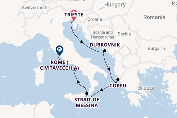 Mediterranean Sea from Trieste, Italy with the Queen Elizabeth