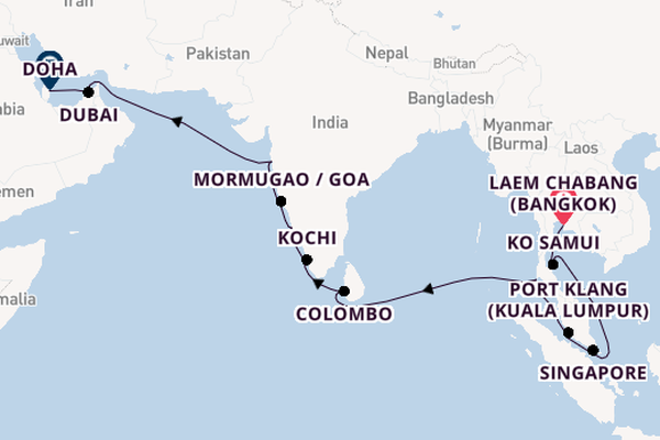 Southeast Asia from Laem Chabang (Bangkok), Thailand with the Seven Seas Navigator