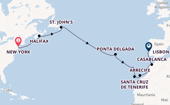 Transatlantic from New York, USA with the Seven Seas Mariner