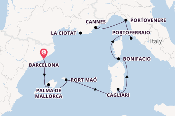 Westelijke Middellandse Zee vanaf Barcelona, Spanje met de Seabourn Ovation