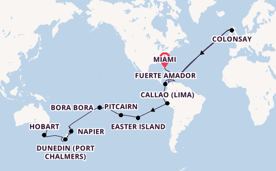 Round-the-World Trip from Miami, Florida, USA with the Azamara Onward