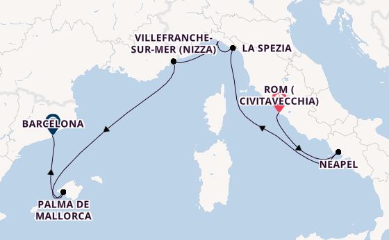 Westliches Mittelmeer ab Civitavecchia (Rom), Italien auf der Celebrity Equinox