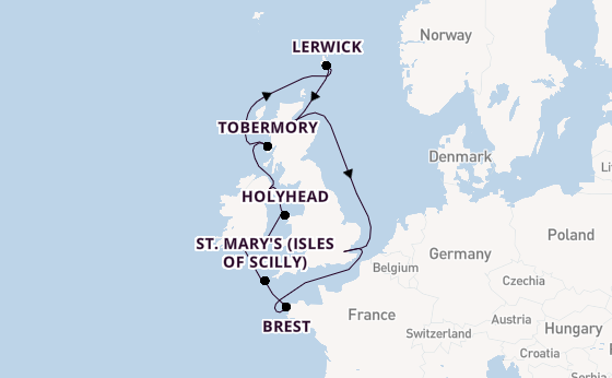 13 day trip on board the Ambience from Tilbury (London)