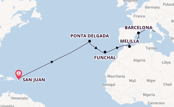 Mediterranean Sea from San Juan, Puerto Rico with the Norwegian Prima